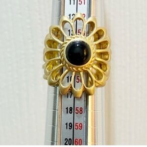 Lia Sophia Gold Ring with Black Center